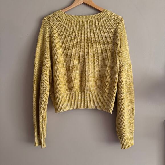 A.L.C. Yellow Ribbed Cashmere Wool Cropped Crewneck Sweater Size Large - Picture 4 of 4
